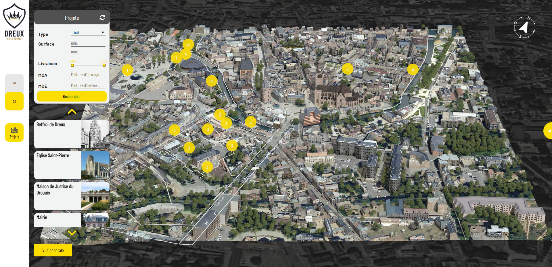 Carte interactive 3D Ville de Dreux