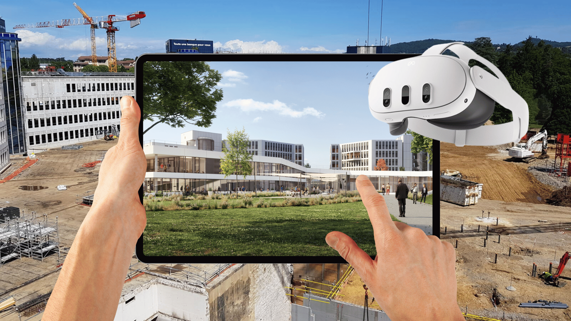 Visite virtuelle 3D de chantier utilisée comme solution 3D BTP pour simuler les conditions réelles et coordonner les équipes travaux. Solutions 3D BTP – Visite virtuelle 3D pour anticiper et coordonner le chantier