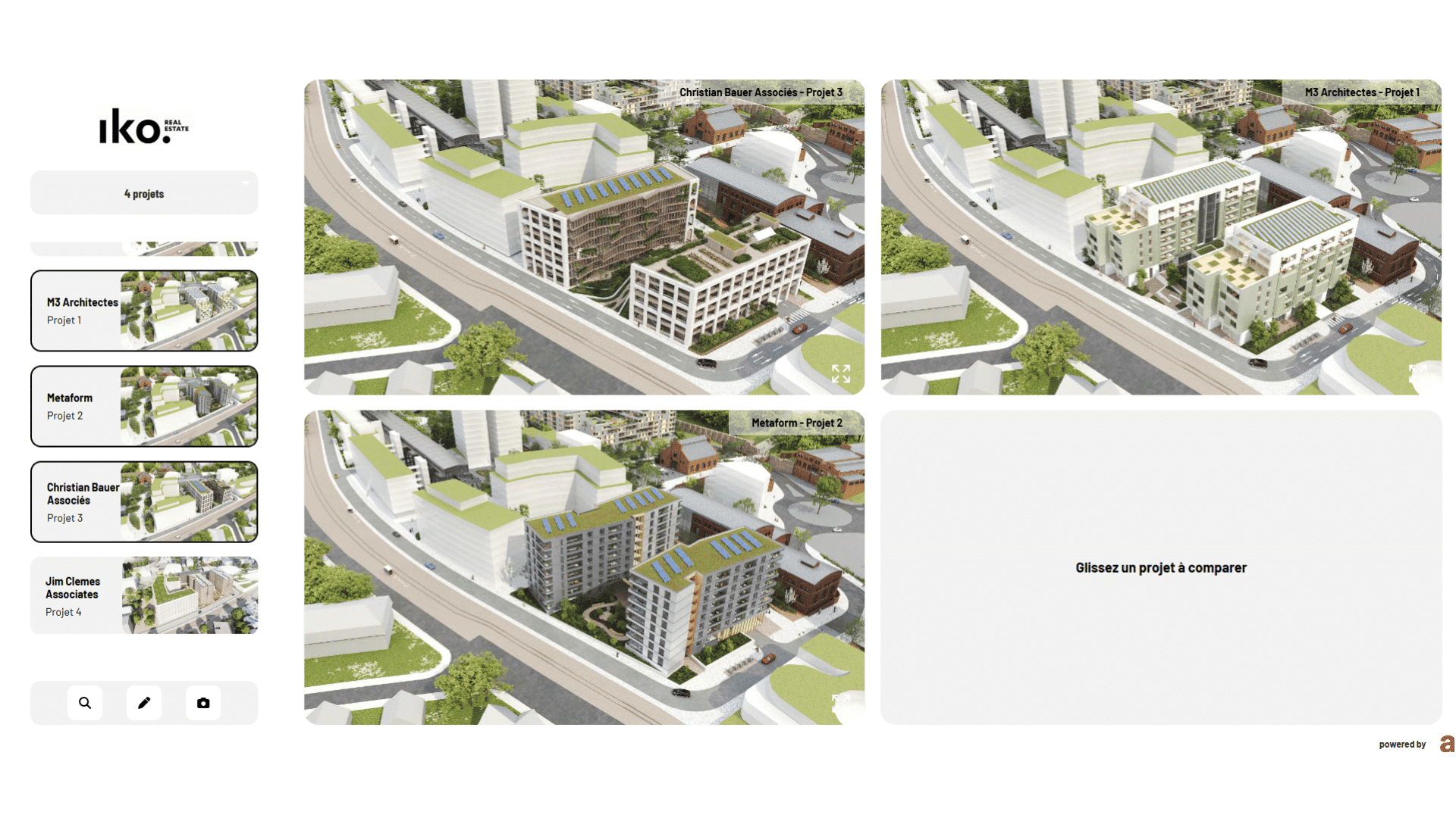 Simulation comparative concours architecture – interface Insight 3D